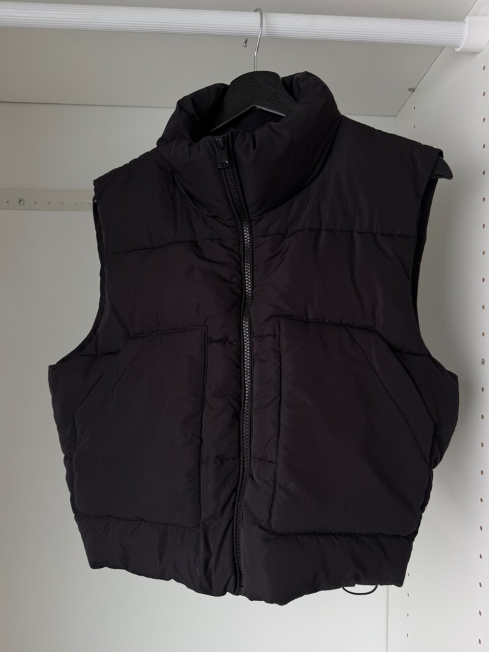 Black Cropped Puffer Vest